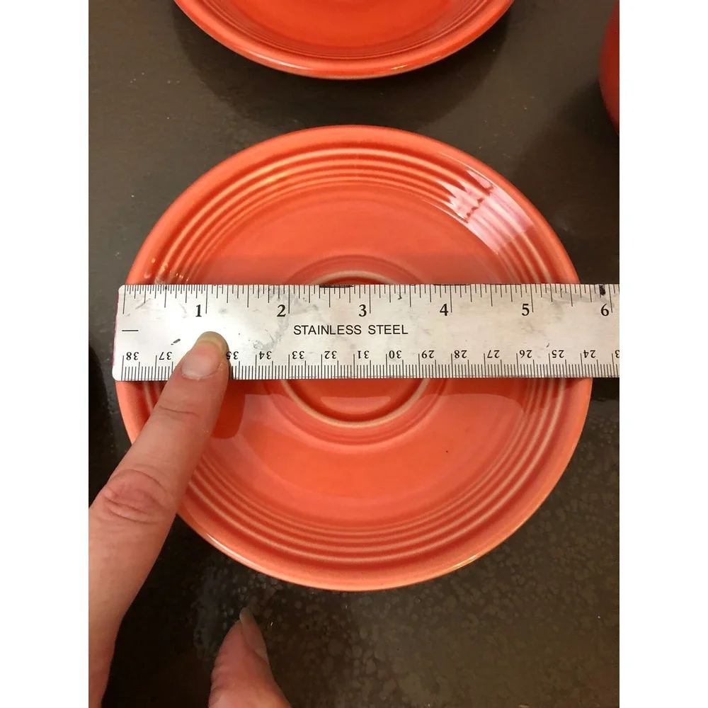 Fiestaware Homer Laughlin 4 pc Set Poppy Orange‎ Coffee Tea Cups Saucers Retro